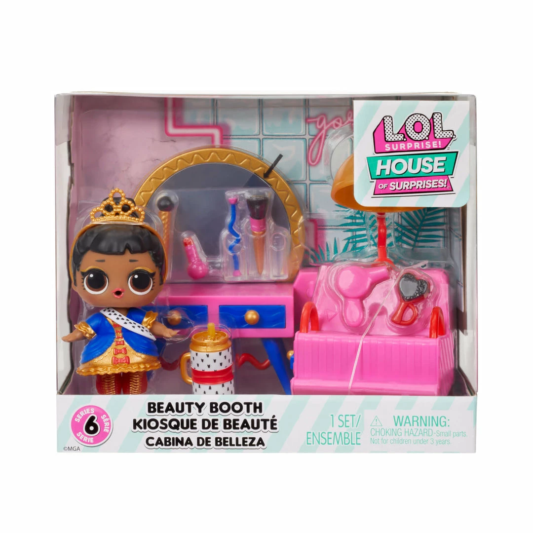 L.O.L. Surprise! Official Store LOL Surprise Beauty Booth Playset With Her Majesty Collectible Doll And 8 Surprises